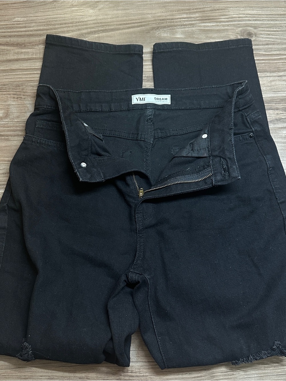 YMI Black Dream Authentic Distressed Boyfriend High Rise Denim Jeans Size 9